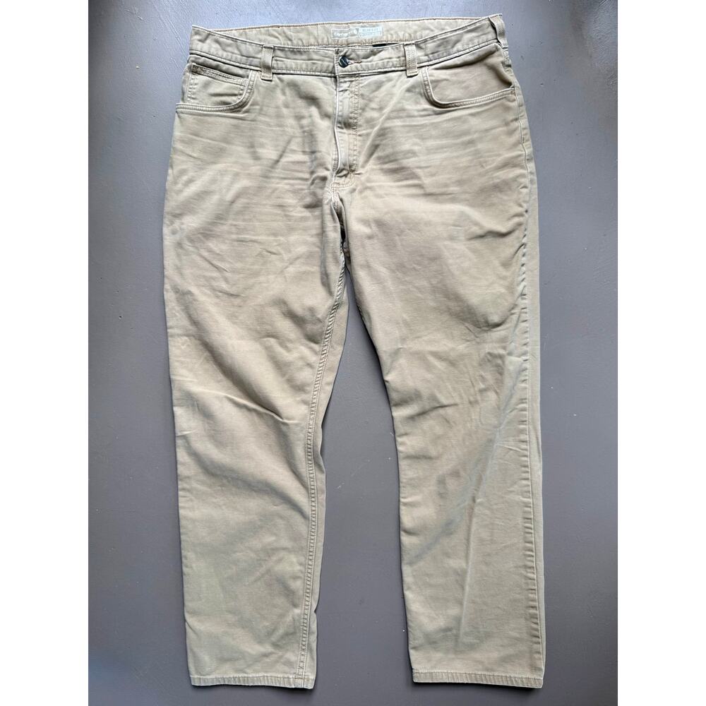 Carhartt Rugged Flex Relaxed Fit Canvas Work Pants 40x34 Khaki Tan